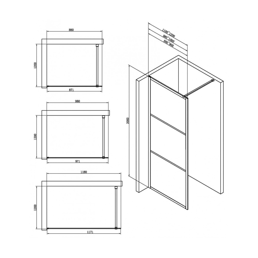 Paroi de douche EXTATY 5 - configuration 3